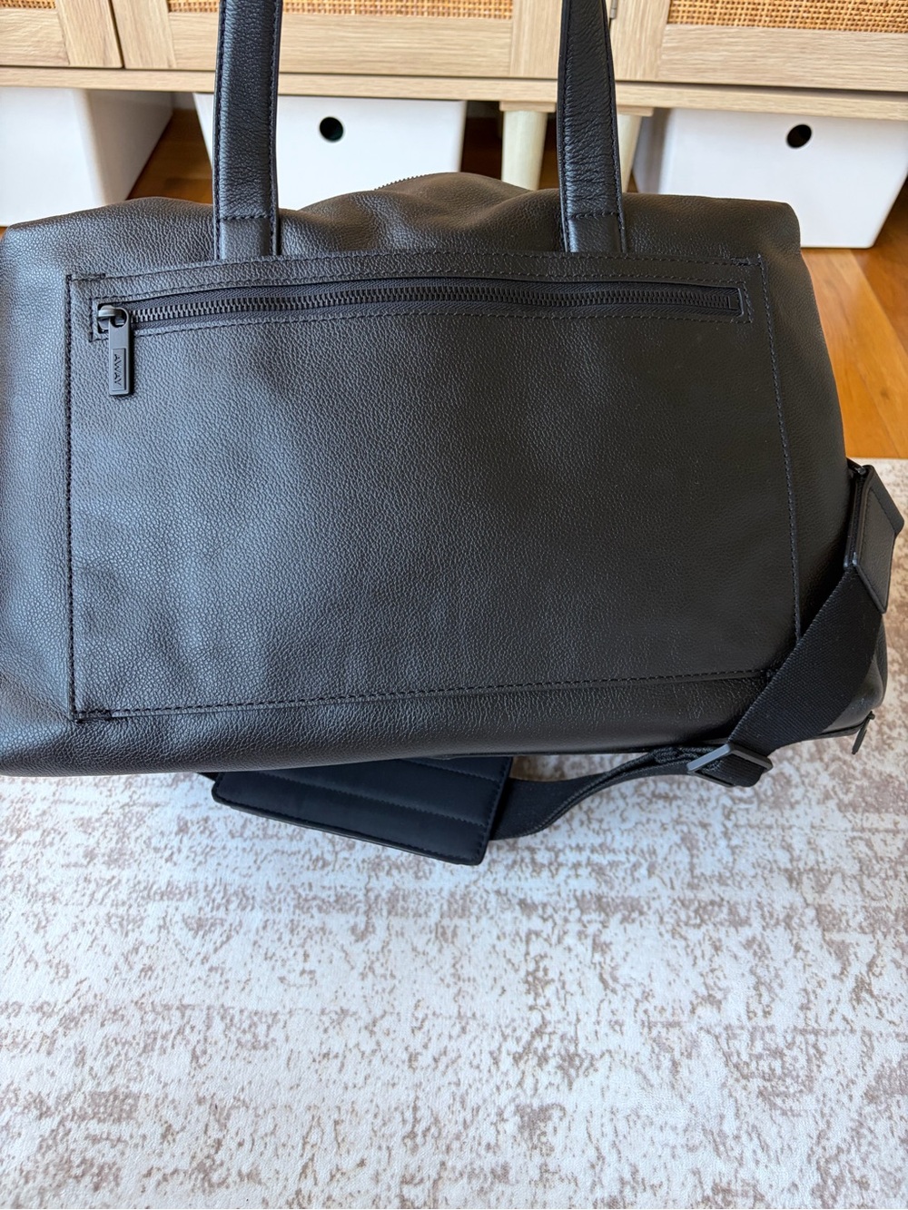 Away “the everywhere” Black Pebbled Leather Weekender Duffel Bag - Picture 10 of 11